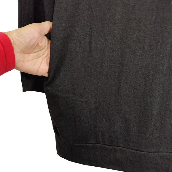PrinStory Top Long Length Jersey Knit Women Size M Black Long Sleeve Pockets - Picture 3 of 7